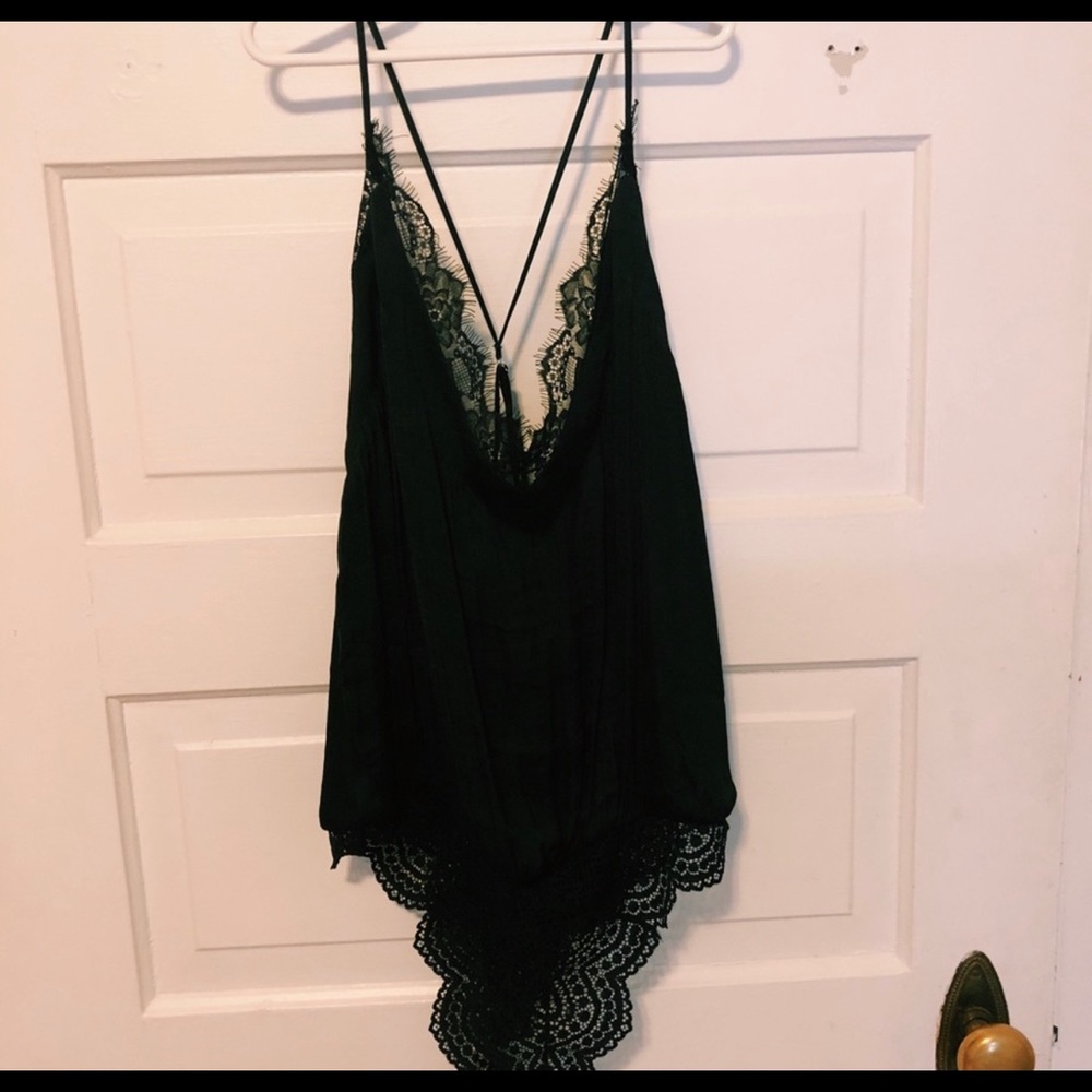 Free People Black Lace Bodysuit